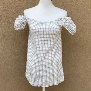 Reformation plaid print whites black mini dress S